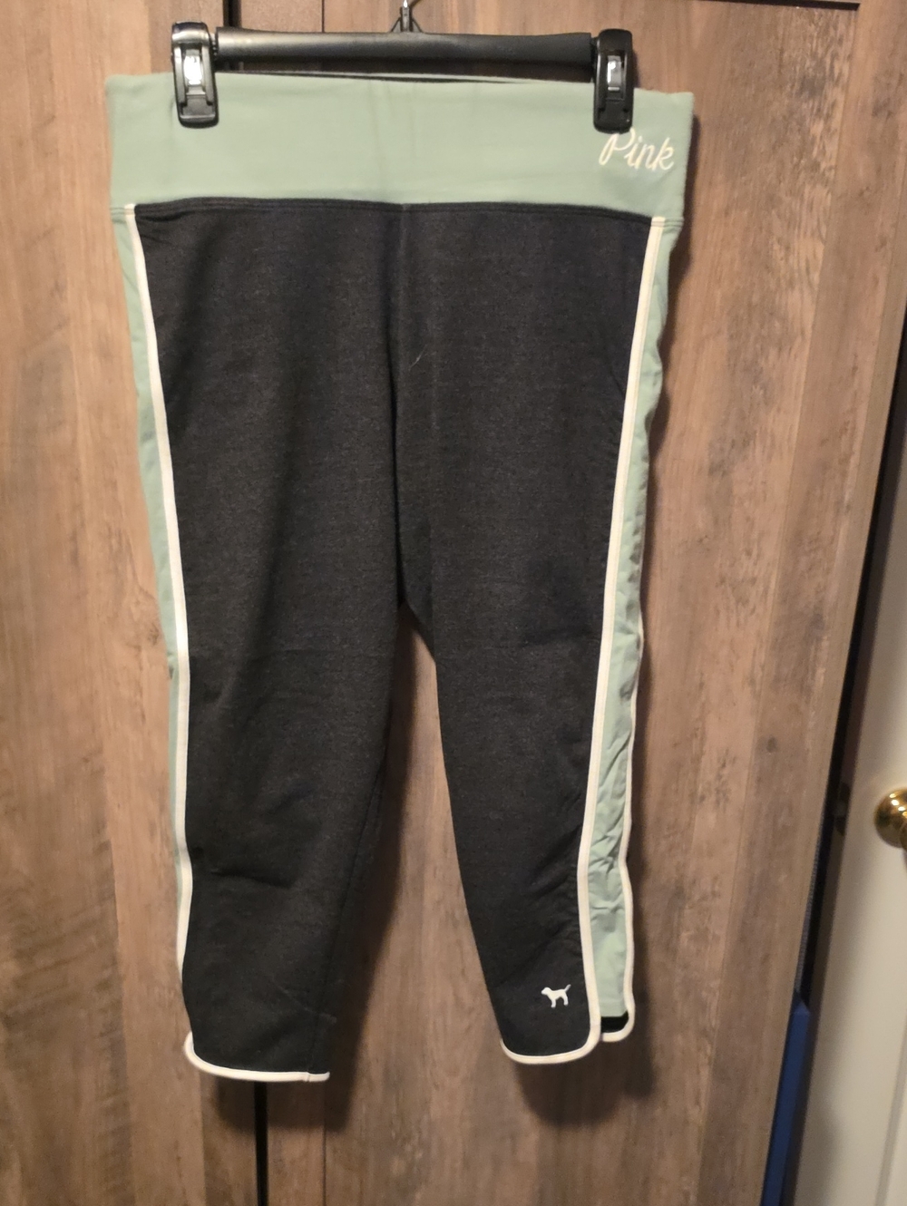 Victoria's Secret PINK Black and Mint Green Capri Leggings